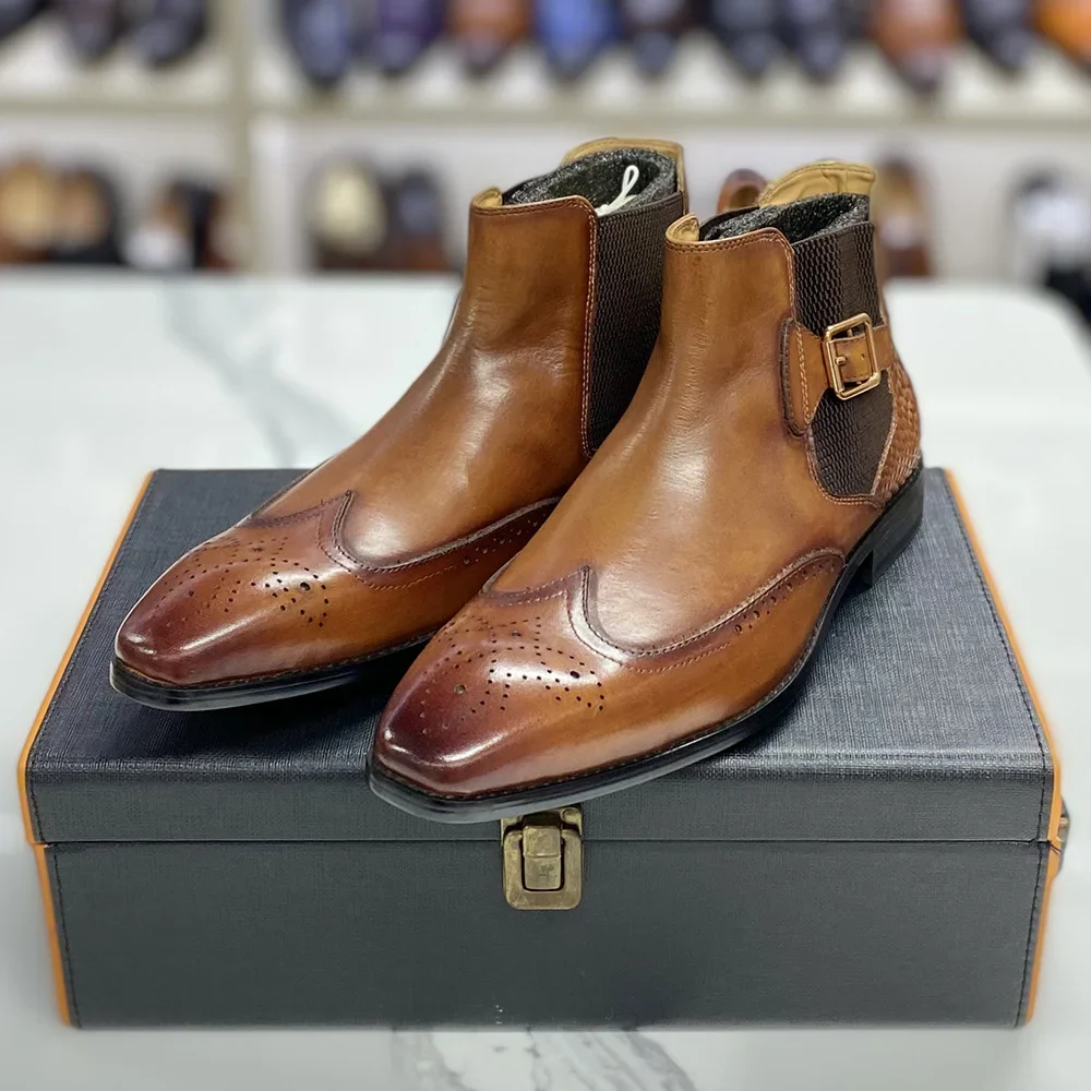 Men's Real Cow Leather Ankle B - Men Formal Wear With Boots ulasan dan harga