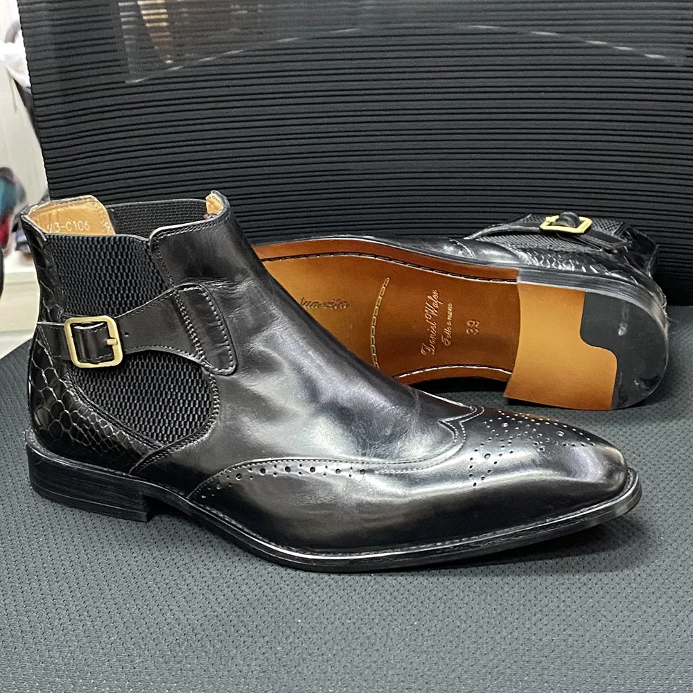 Men's Real Cow Leather Ankle B - Men Formal Wear With Boots ulasan dan harga
