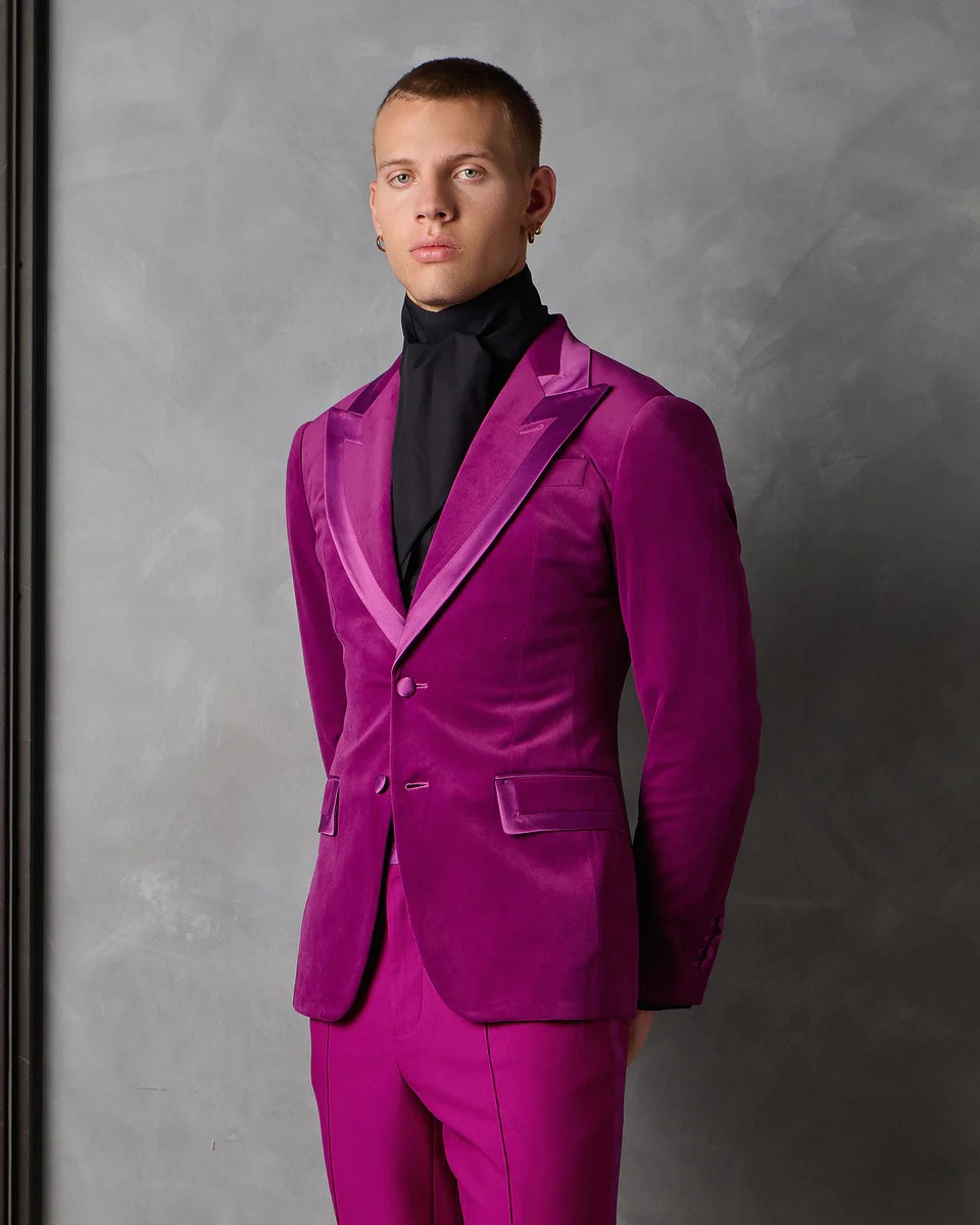 Chic Man Wedding Tuxedos Velve - Men Formal Wear Modern ulasan dan harga